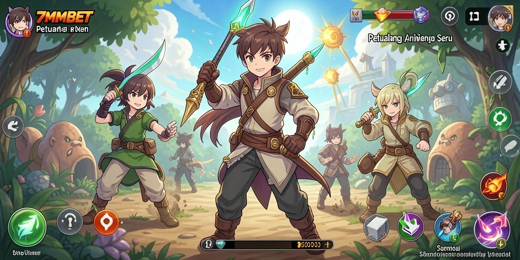 Screenshot gameplay 7MMBET yang menunjukkan aksi karakter anime.