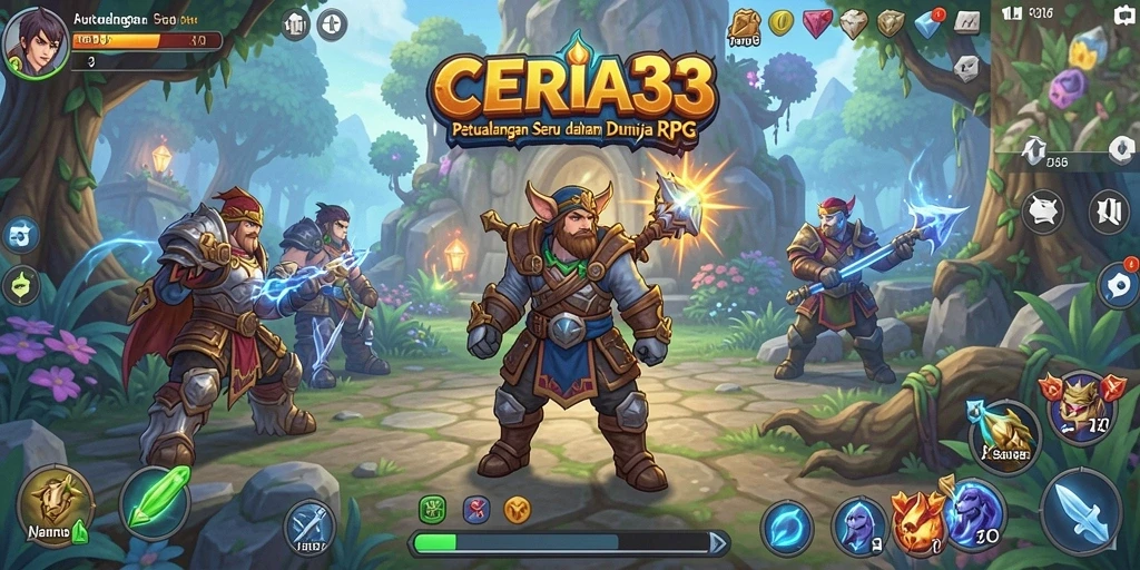 Tangkapan layar utama CERIA33 yang menampilkan petualangan RPG yang seru.
