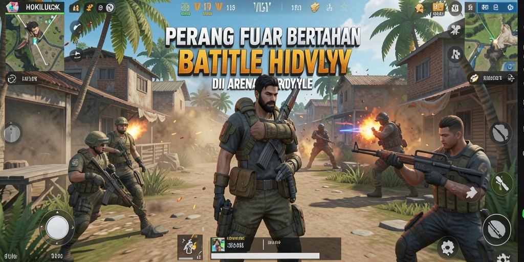 Gameplay HOKILUCK yang seru dan penuh aksi di arena Battle Royale.