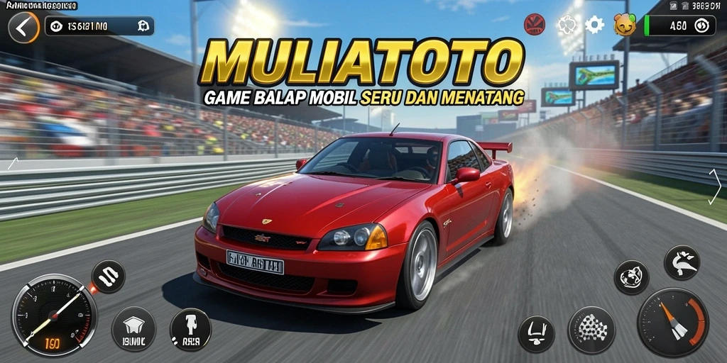 Tangkapan layar gameplay MULIATOTO menampilkan aksi balapan intens.