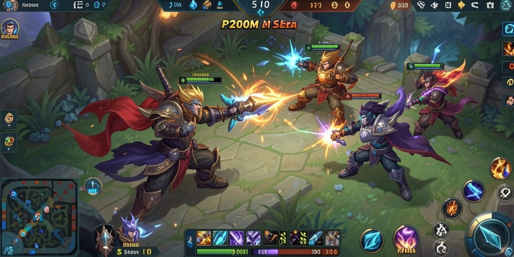 Tampilan gameplay epik di arena MOBA P200M.