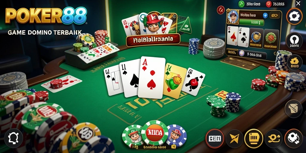 Tampilan menarik dari gameplay Domino di POKER88.