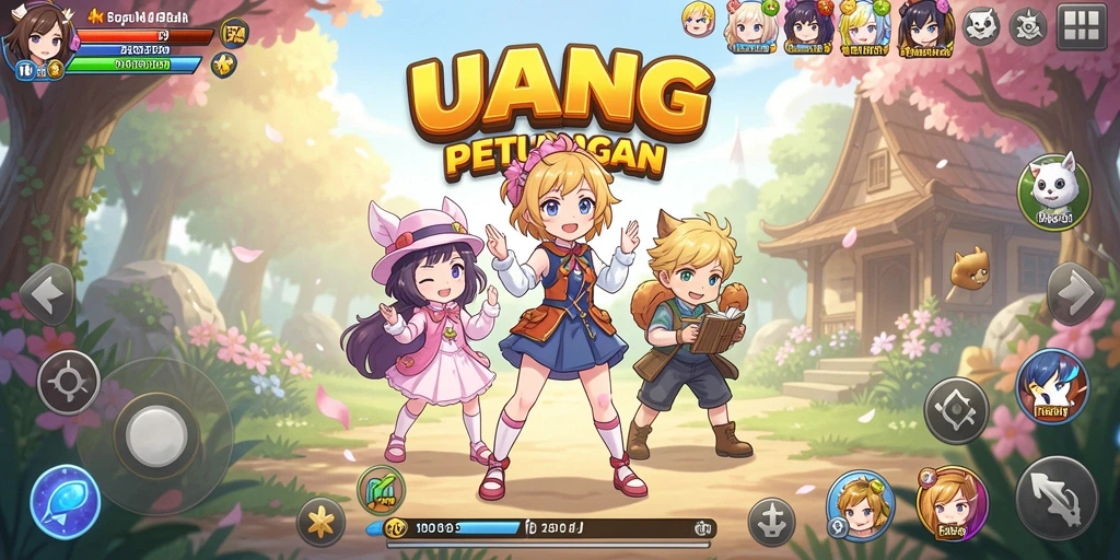 Tampilan gameplay UANG yang penuh aksi dan karakter anime yang menawan.